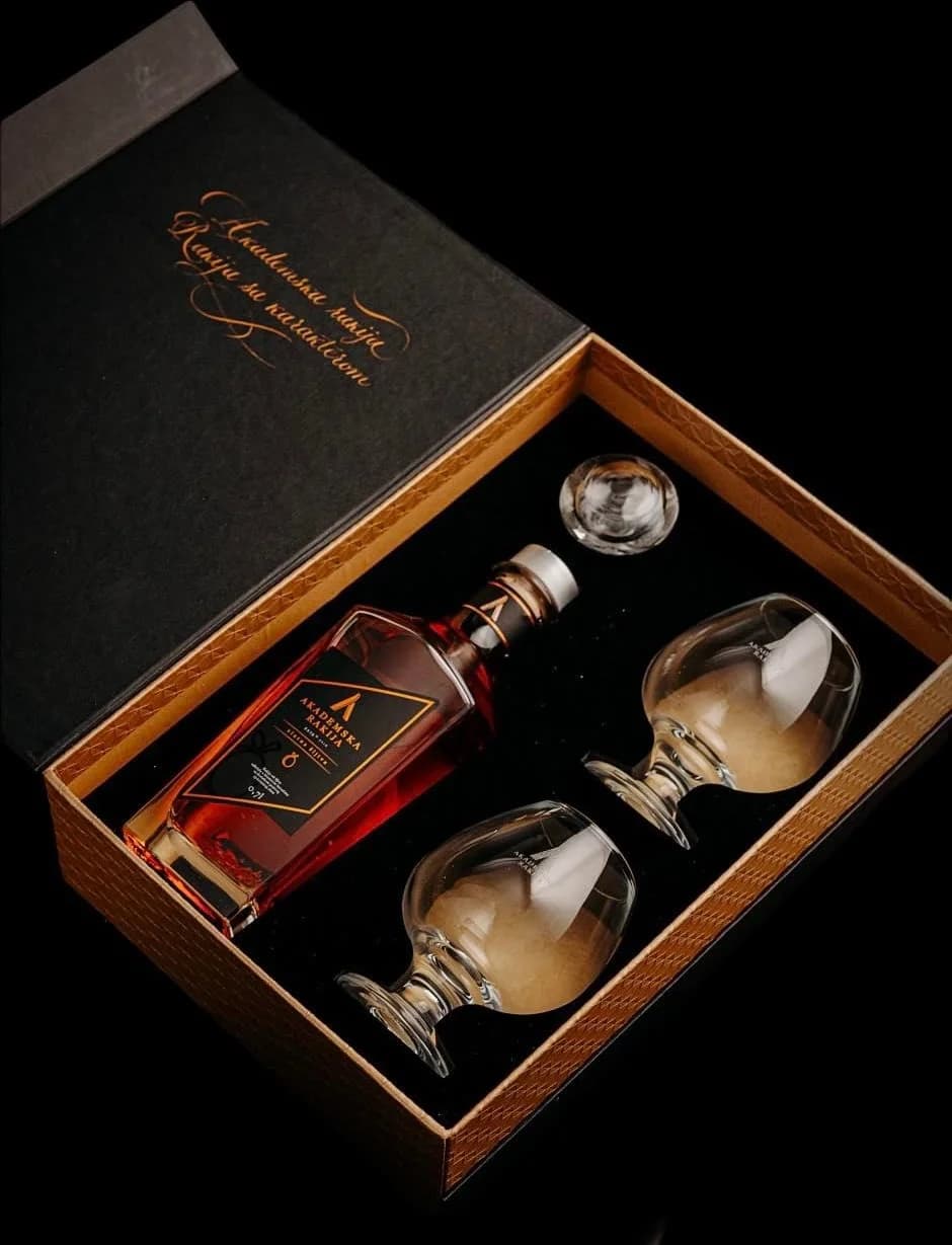 Academic plum brandy with gold PREMIUM SET